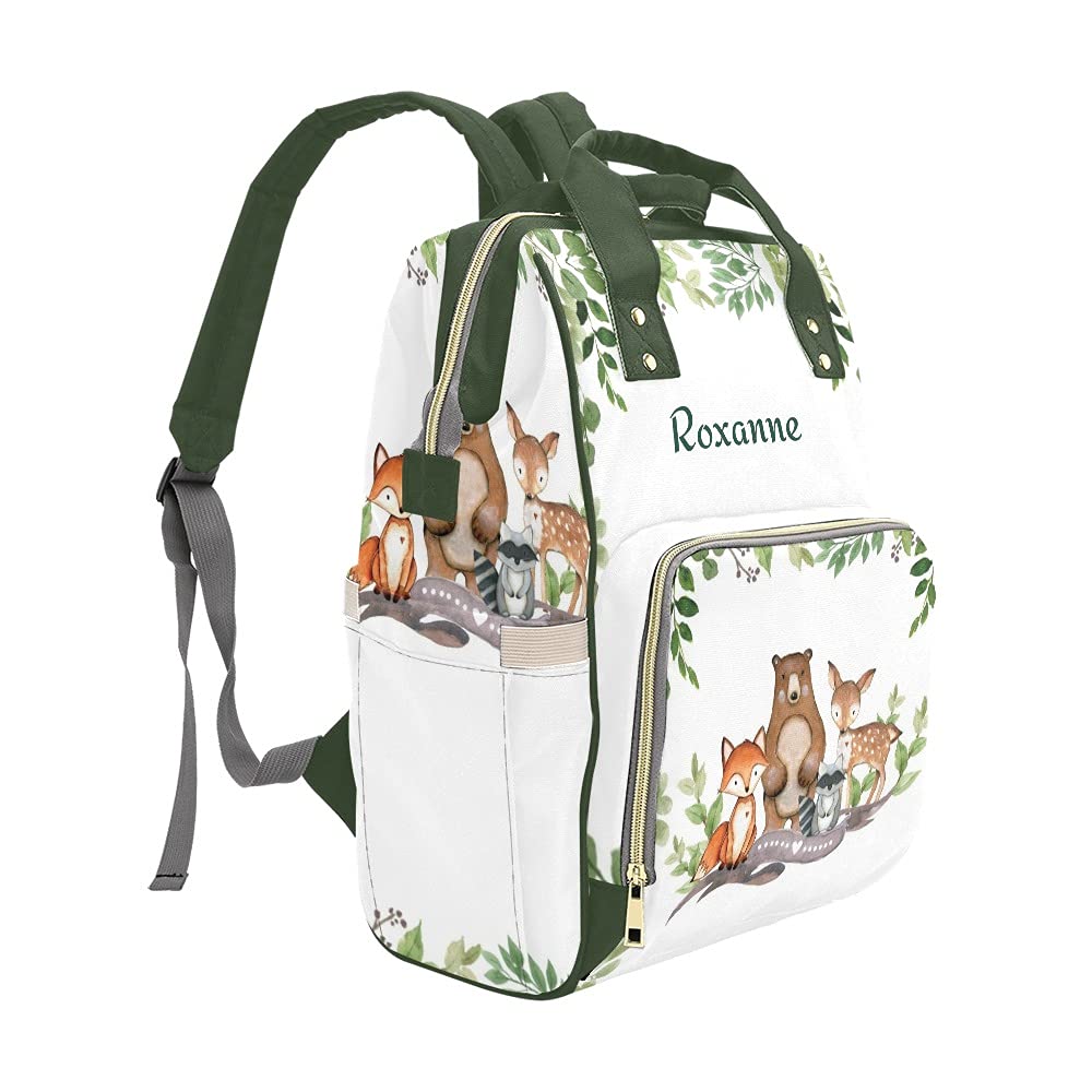 Forest Animal Leaf Diaper Backpack - Personalized Baby Nursing Bag, Waterproof Nappy Tote for Travel & Daily Use - Perfect Baby Shower Gift for New Moms