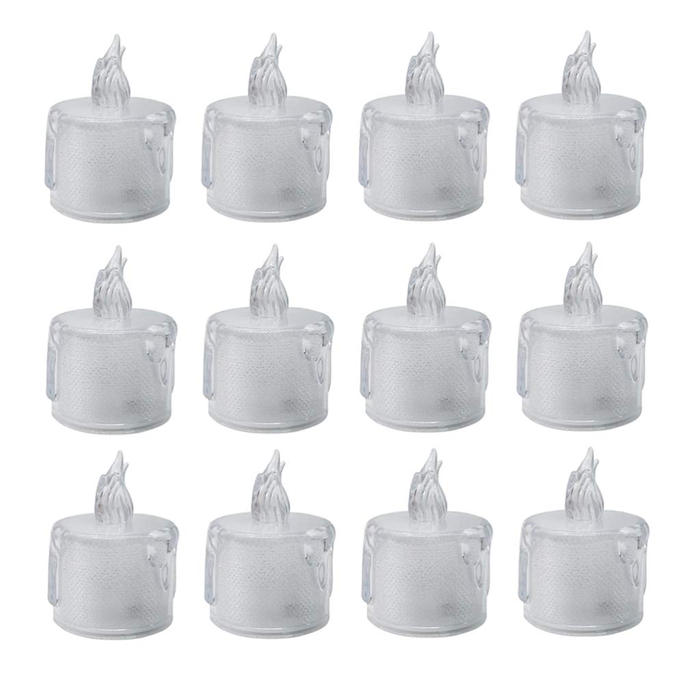 Garneck 12Pcs LED Electronic Candles - Halloween Decorative Lights, Plastic Candle-Shaped Lamps with White LED for Home Decor, Party, Wedding & Holiday Displays