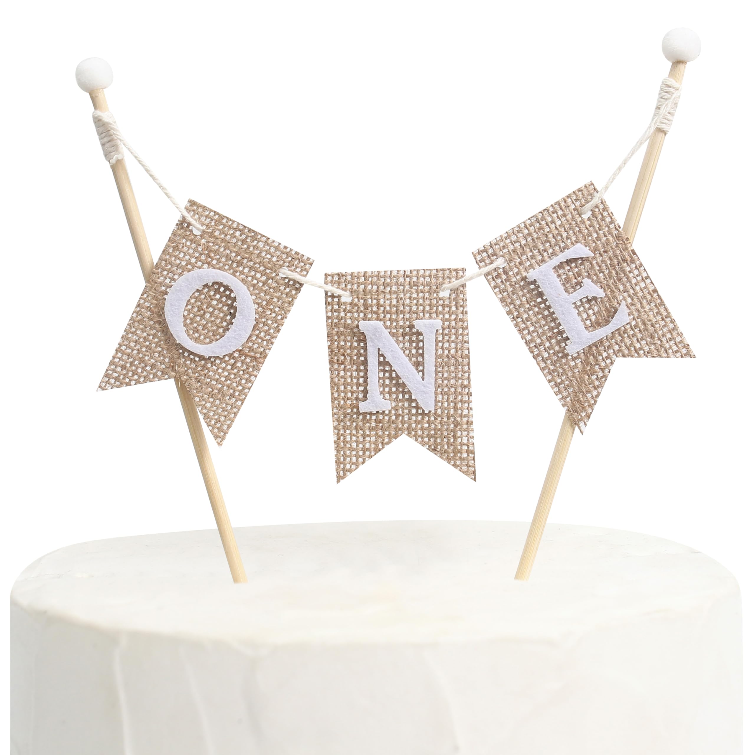 Handmade 'ONE' Birthday Cake Topper - White 1st Birthday Bunting Banner for Cake Smash, Photo Props & Celebrations | Perfect for Baby's First Birthday Party Decorations