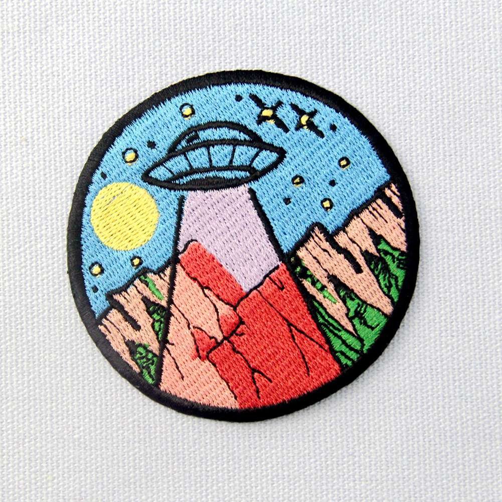 UFO in The Wild Outdoor Patch - Embroidered Iron On & Sew On Applique Emblem for Jackets, Backpacks & Hats | Adventure & Camping Gear Accessories