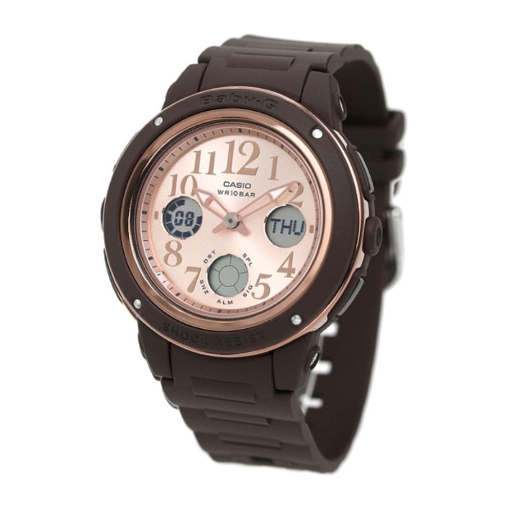 CASIO BABY-G BGA-150PG-5B1DR Digital Sports Watch for Women - Brown Resin Band, Shock Resistant, Water Resistant - Perfect for Running, Swimming & Outdoor Activities