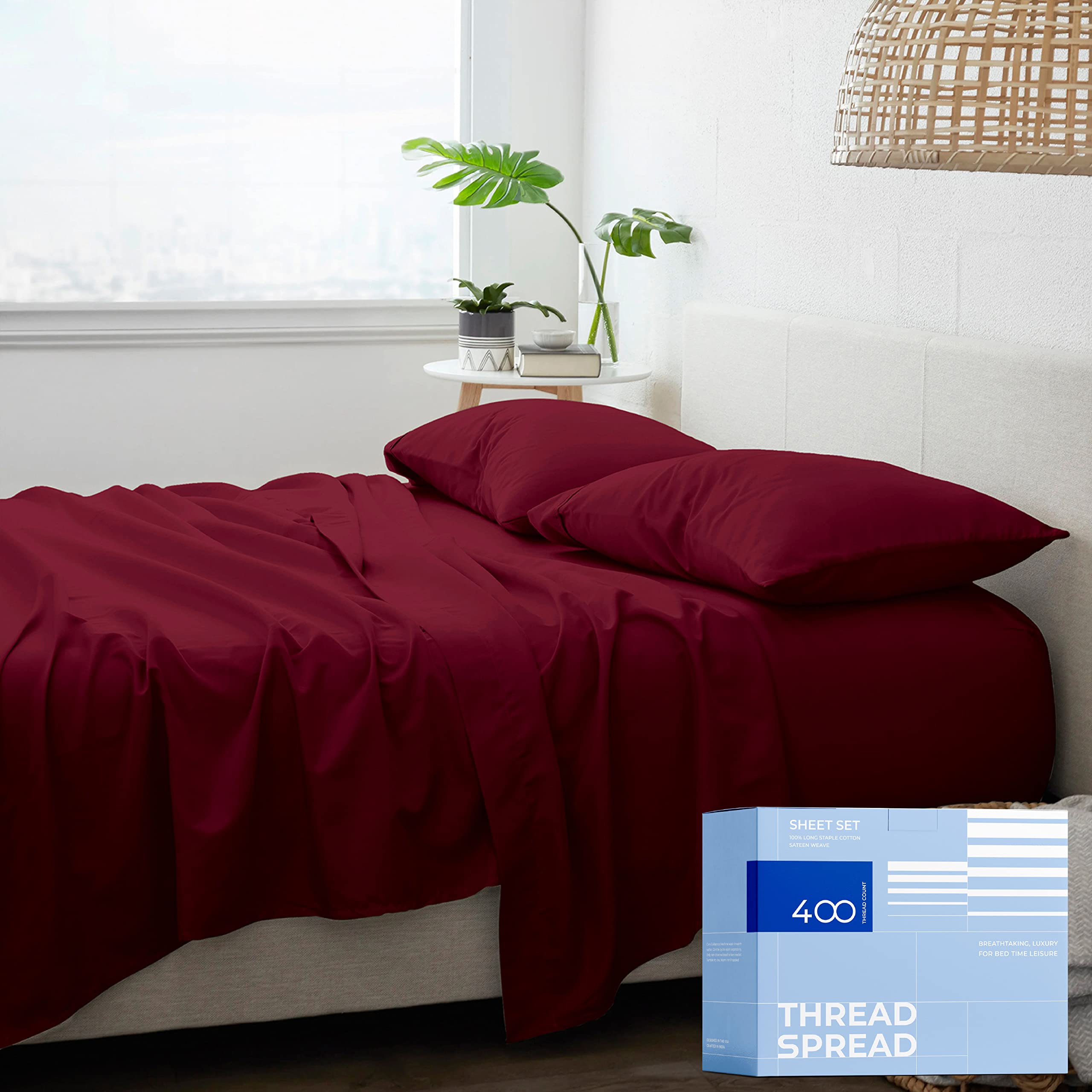 100% Cotton King Size Sheet Set - 4-Piece Sateen Weave Ultra Soft & Breathable Bedding for 16