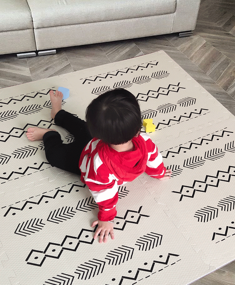 Non-Slip Tribal Design EVA Foam Puzzle Mat Tiles - Interlocking Floor Tiles for Kids Playroom, Gym, and Nursery - Soft & Durable Play Mat for Baby Crawling and Toddler Safety