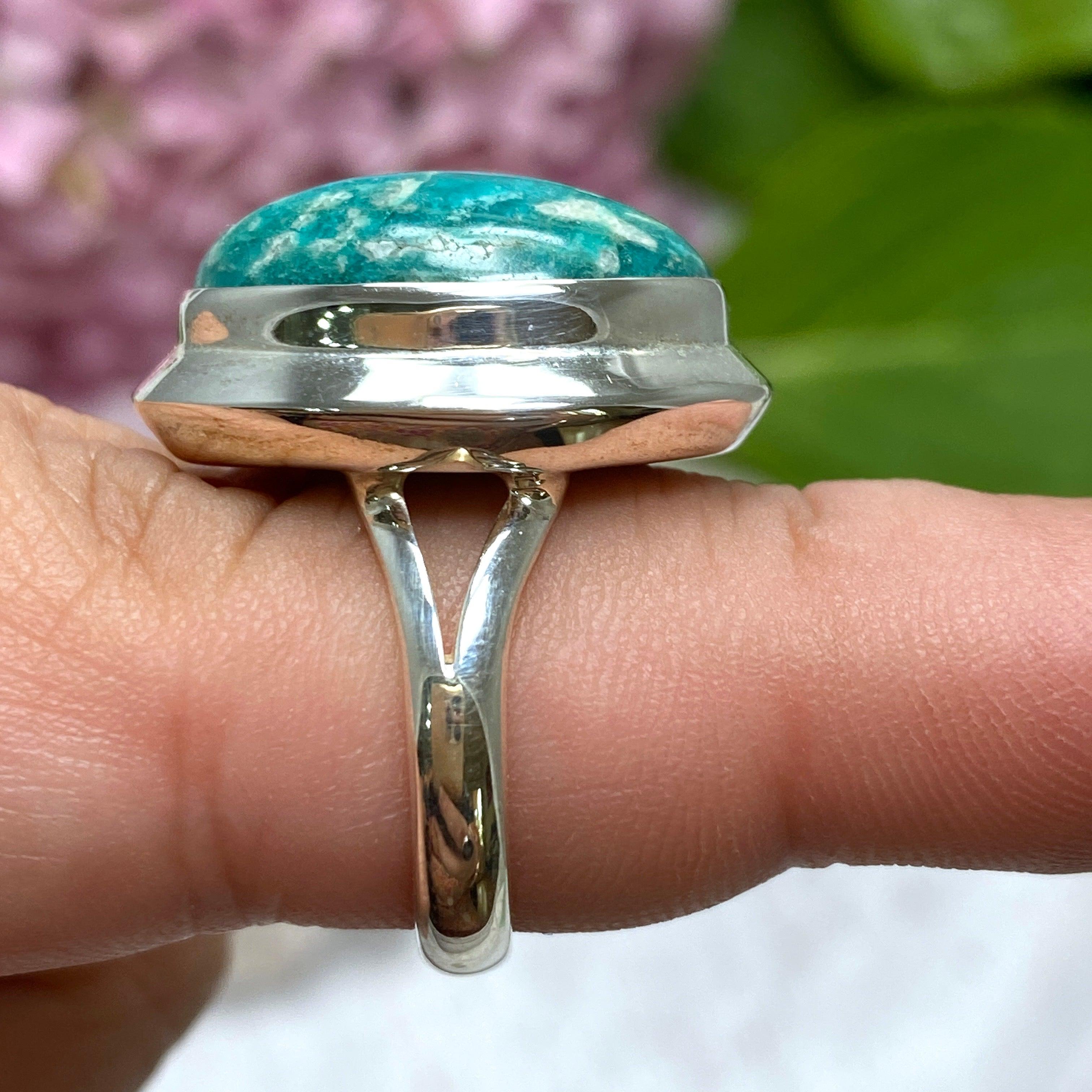 Amazonite Oval Ring for Women - Size 8 Sterling Silver Gemstone Jewelry KRGJ2103 | Elegant Gift for Birthday, Anniversary & Everyday Wear