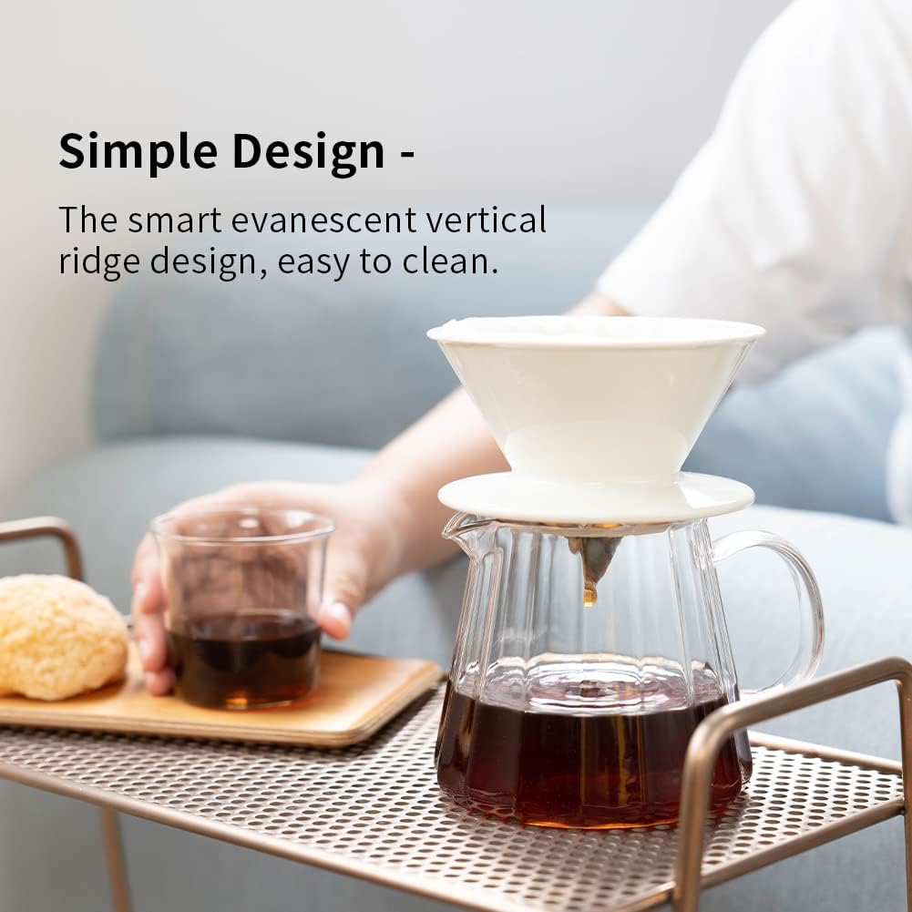Heat Resistant Borosilicate Glass Coffee Carafe 500ml/17oz - Clear Pour Over Coffee Server for Home, Office & Café - Perfect for Drip Coffee, Iced Coffee & Tea Brewing