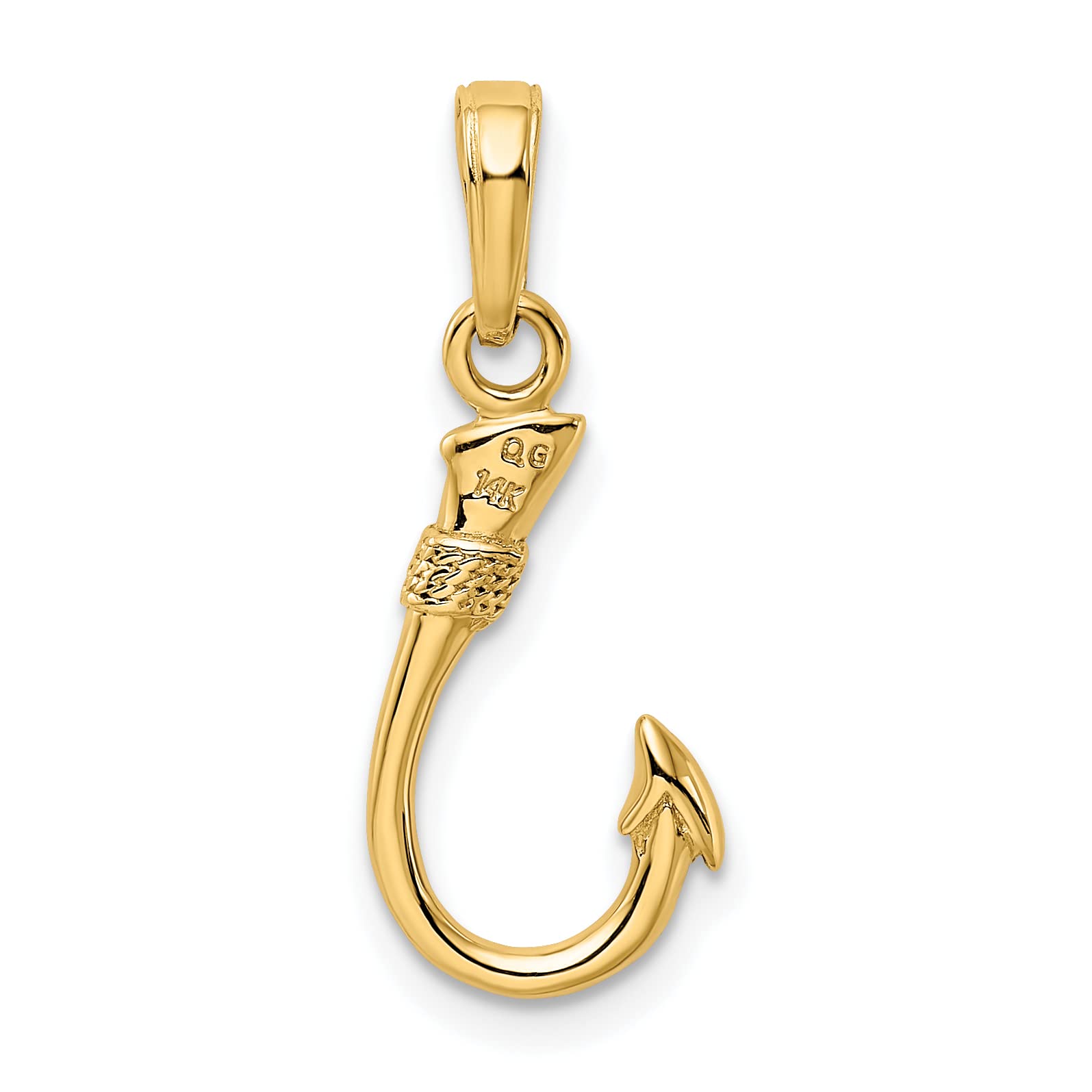 10K Solid Yellow Gold Hawaiian Fish Hook Necklace - Handmade Jewelry Pendant for Women - Perfect for Beach Vacations, Hawaiian Themed Parties & Everyday Boho Style