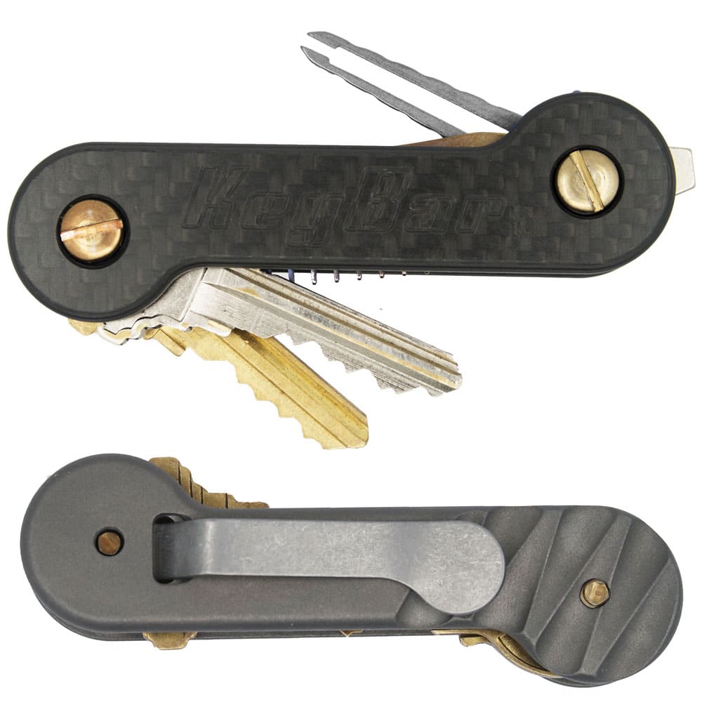 KeyBar KBR242 Half Carved Carbon Fiber Pocket Organizer - Premium EDC Multi-Tool for Keys, Cards & Cash (Perfect for Outdoor, Travel & Everyday Carry)