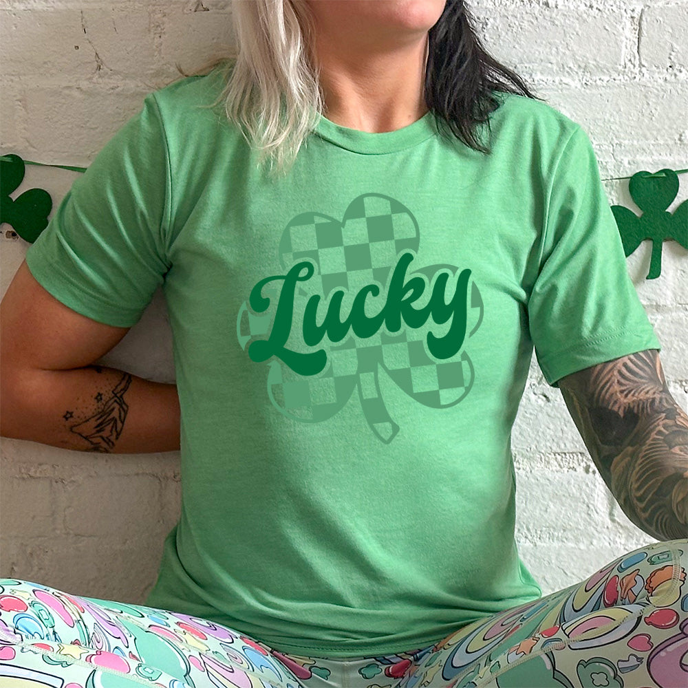 Lucky Checkered Shamrock Shirt for Men & Women - St. Patrick's Day Party, Irish Pub Crawl, Festive Holiday Outfit