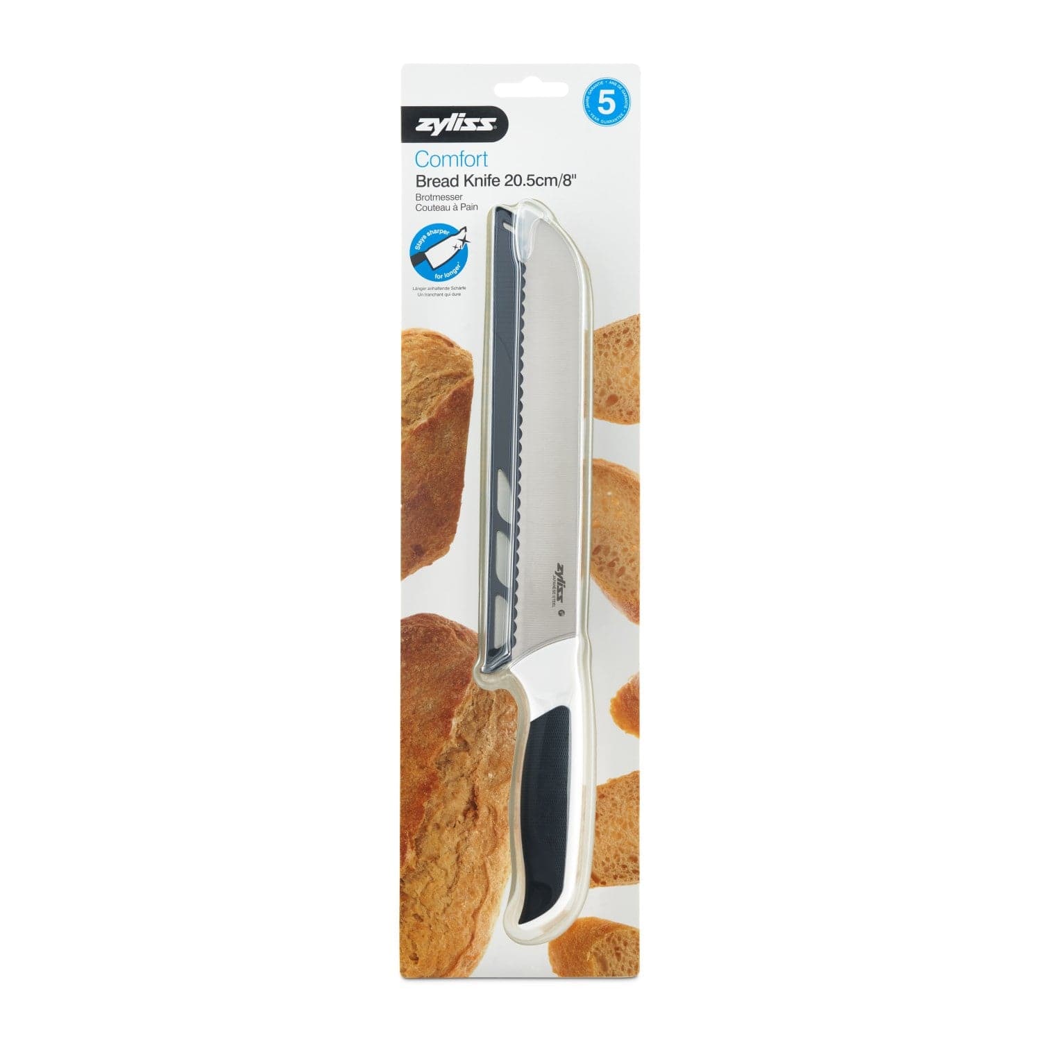 Zyliss Comfort 8-Inch Bread Knife - Ergonomic Handle for Effortless Slicing - Perfect for Homemade Bread, Cakes & Pastries