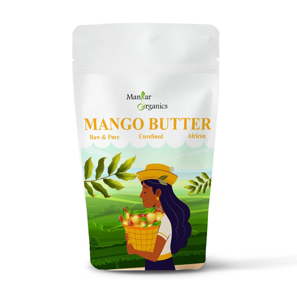 Organic Mango Butter 1KG - Raw Unrefined African Body Butter for Moisturizing Skin, Hair & Lips | Natural Nourishment for Dry Skin Care | Perfect for DIY Lotion, Soap Making & Lip Balm