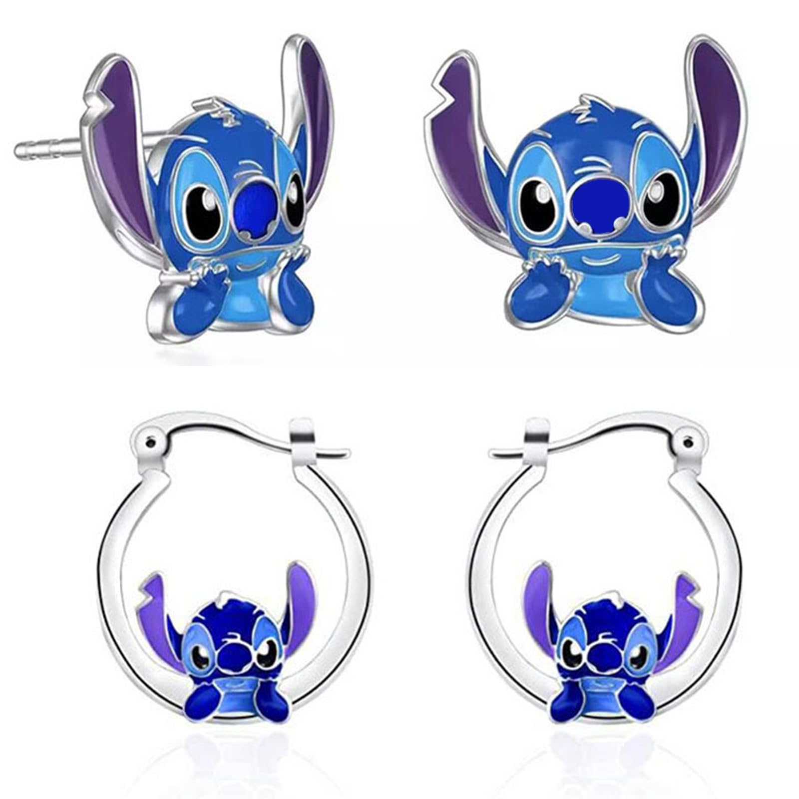 Ohana Means Family Stitch Hoop Earrings - Disney Lilo & Stitch Inspired Jewelry for Women & Girls - Perfect for Christmas, Holidays, Cosplay & Disney Themed Parties