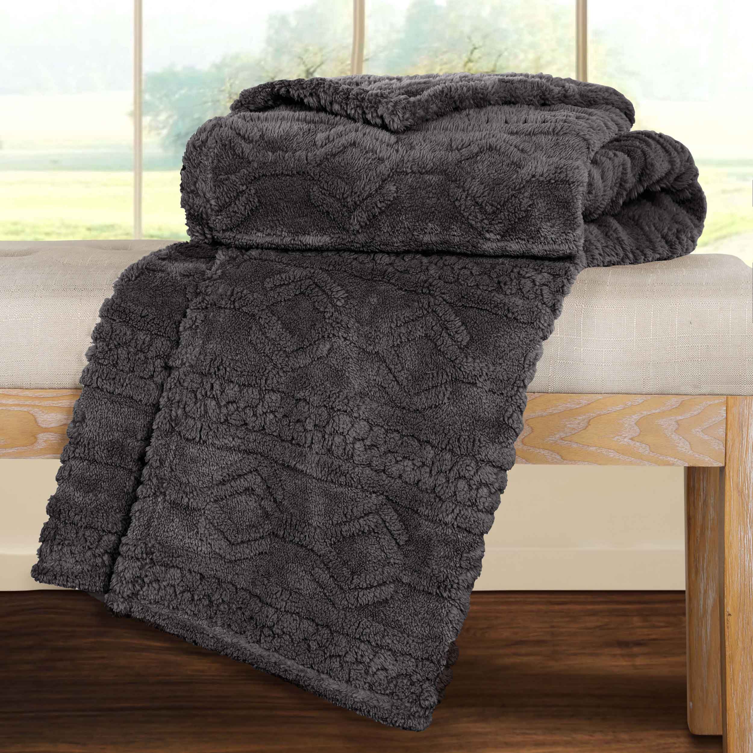 Arctic Boho Jacquard Plush Fleece Blanket - Ultra Soft & Warm Winter Throw for Couch, Bed, Sofa - Perfect for Home Decor, Cozy Nights & Gift Giving