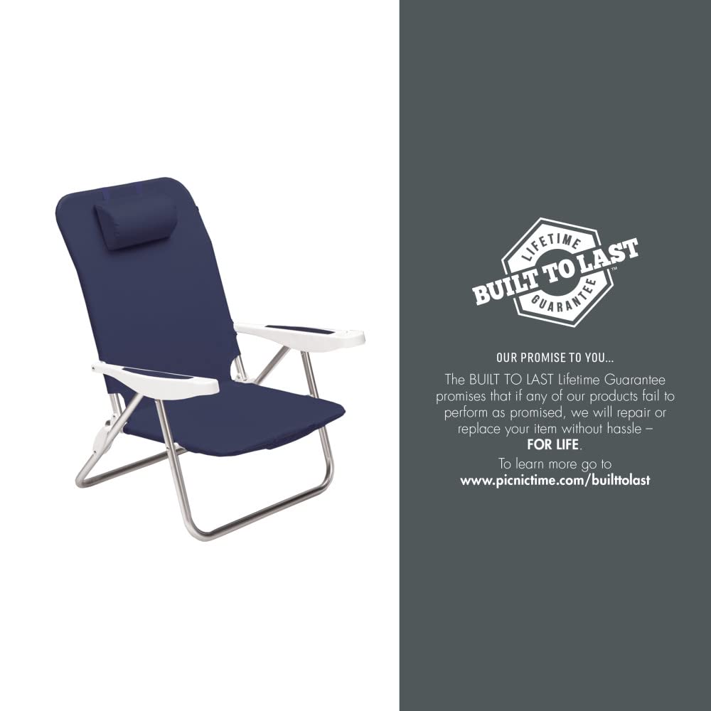 PICNIC TIME NCAA Illinois Fighting Illini Monaco Folding Beach Chair - Portable Outdoor Sports Chair for Football Games, Beach, Camping & Tailgating