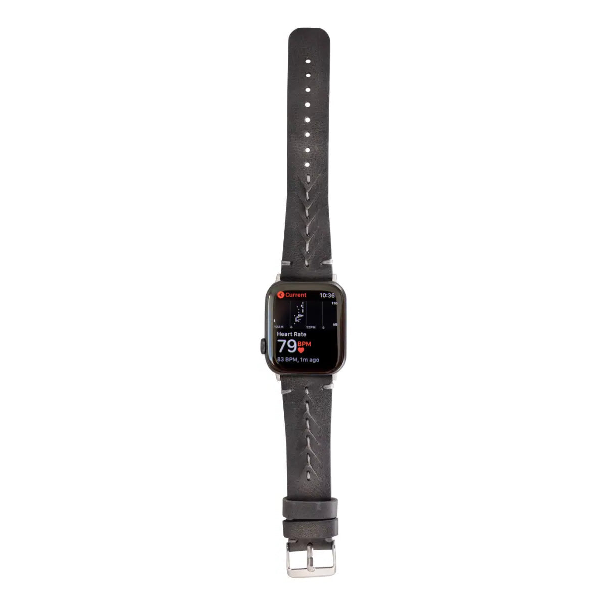 Burnished Gray Leather Sport Apple Watch Band for Men & Women - Durable & Comfortable Strap for Workouts, Running & Everyday Wear (Boras)