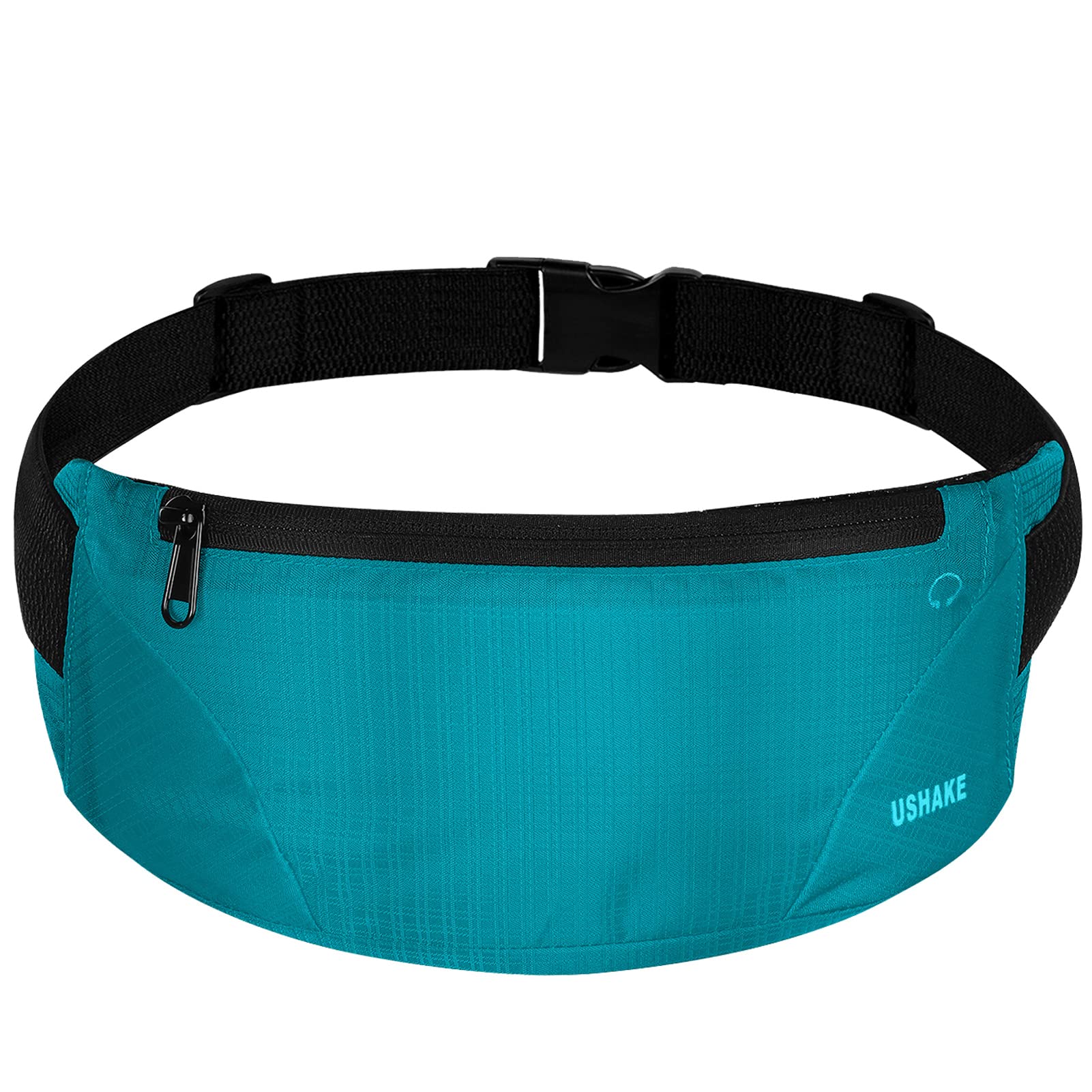 USHAKE Running Belt for Men & Women - Ultra Light Bounce Free Waist Pack with Phone Pocket for iPhone Samsung LG - Perfect for Gym, Marathon, Hiking & Outdoor Activities (Mint Blue)