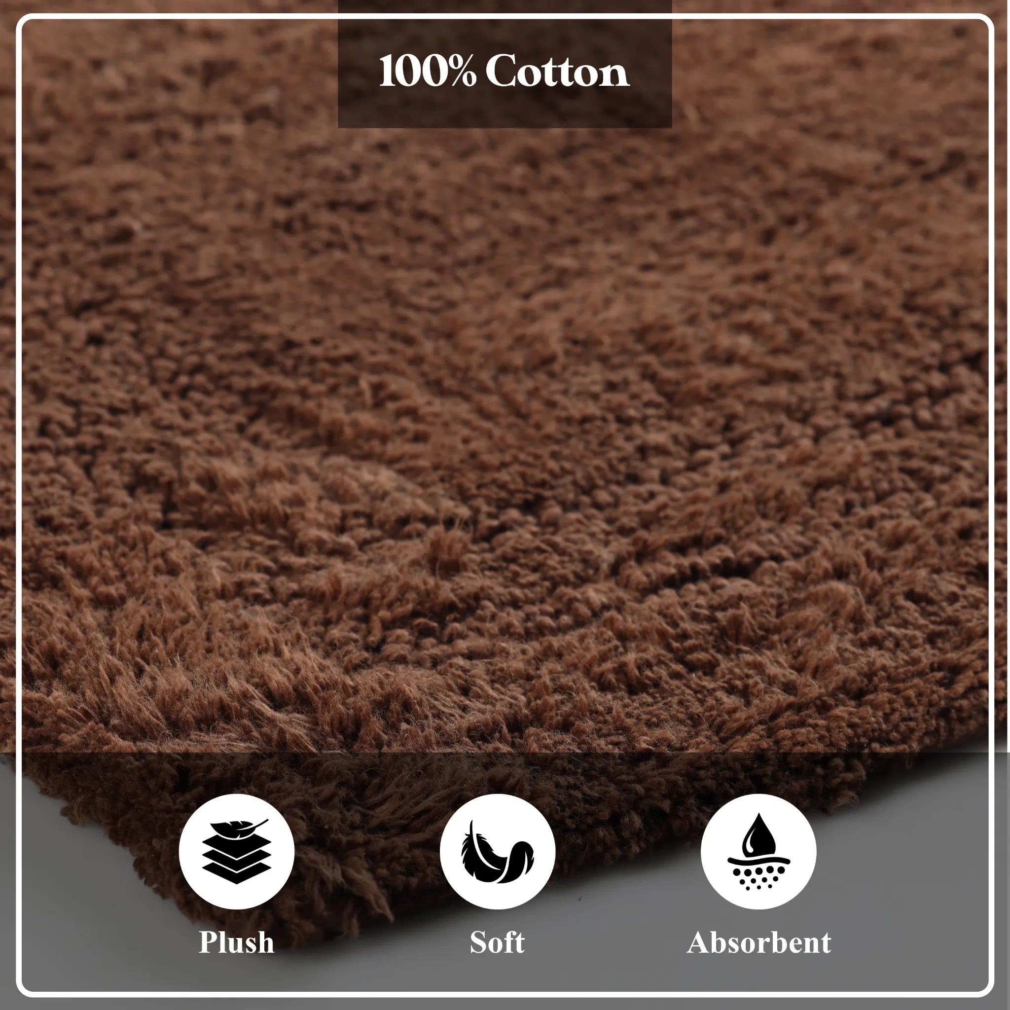 Non-Slip Cotton Bathroom Rug Set - 2 Piece Washable Absorbent Bath Mat with Anti-Skid Backing for Bathroom, Shower & Vanity Area