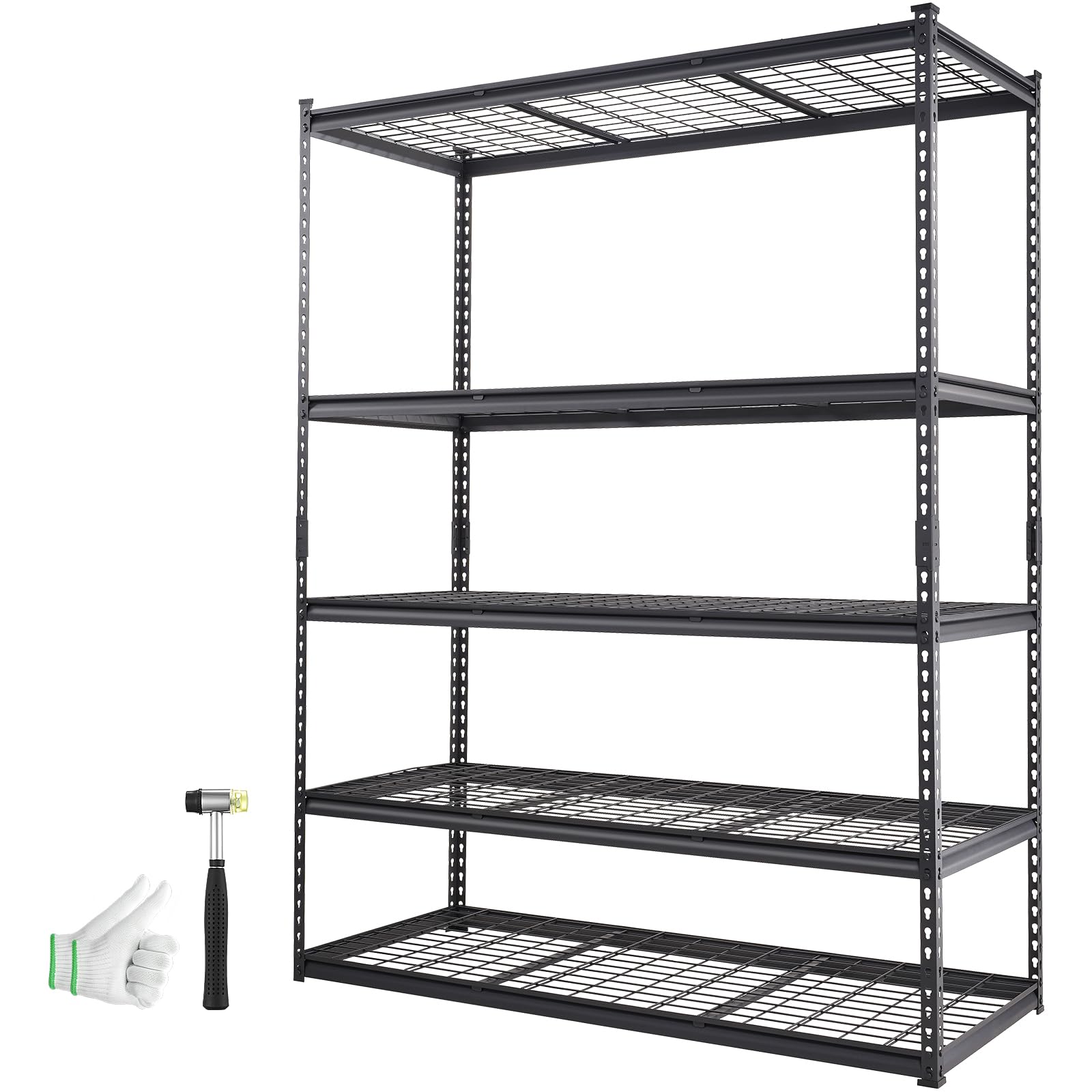 VEVOR 5-Tier Heavy Duty Metal Storage Shelves - 2000 lbs Capacity Adjustable Wire Rack Organizer, 60
