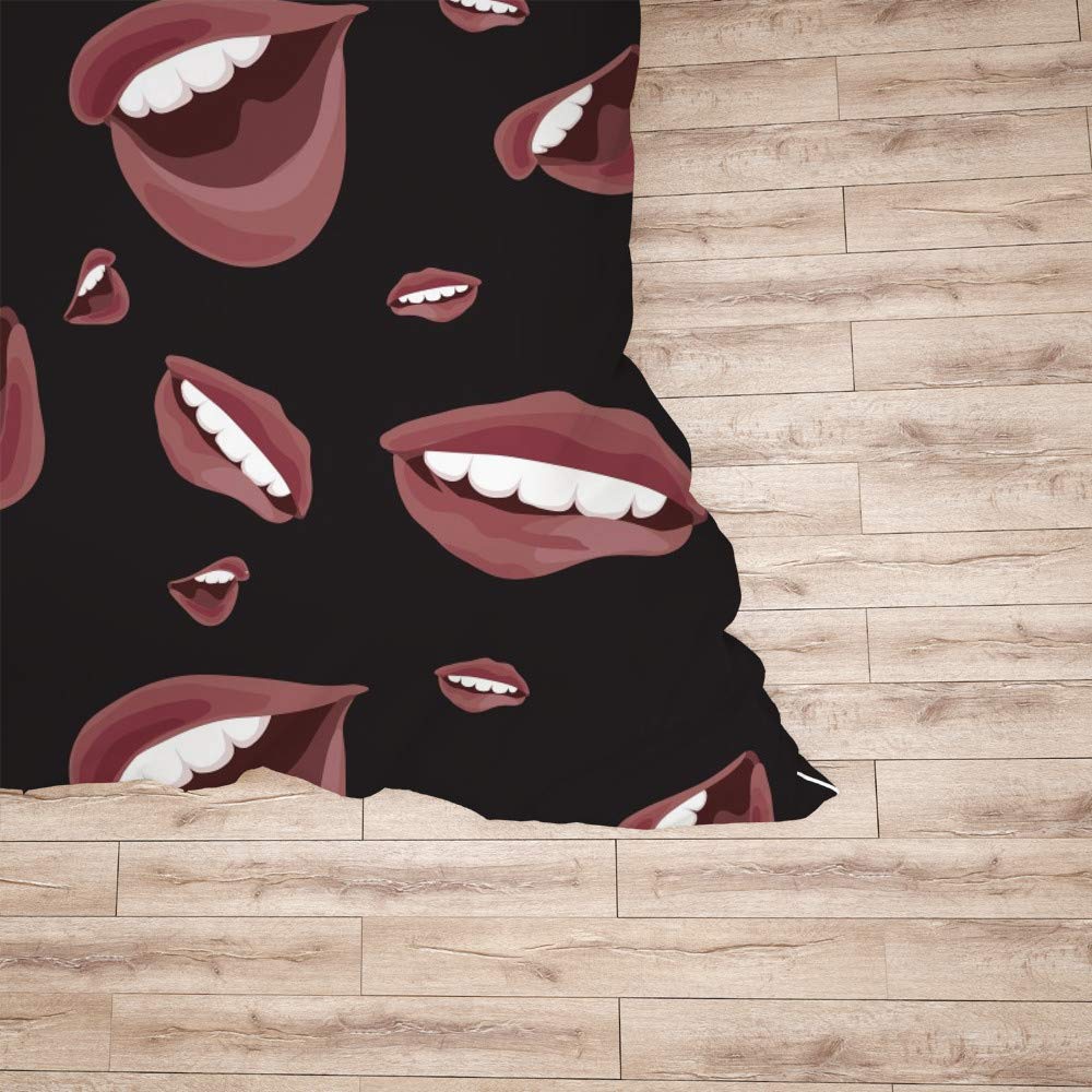 3-Piece Sexy Lips Printed Duvet Cover Set with Pillow Shams - Soft Breathable Cotton Farmhouse Bedding for All Seasons | Perfect for Master Bedroom, Guest Room & Hotel Resort Decor