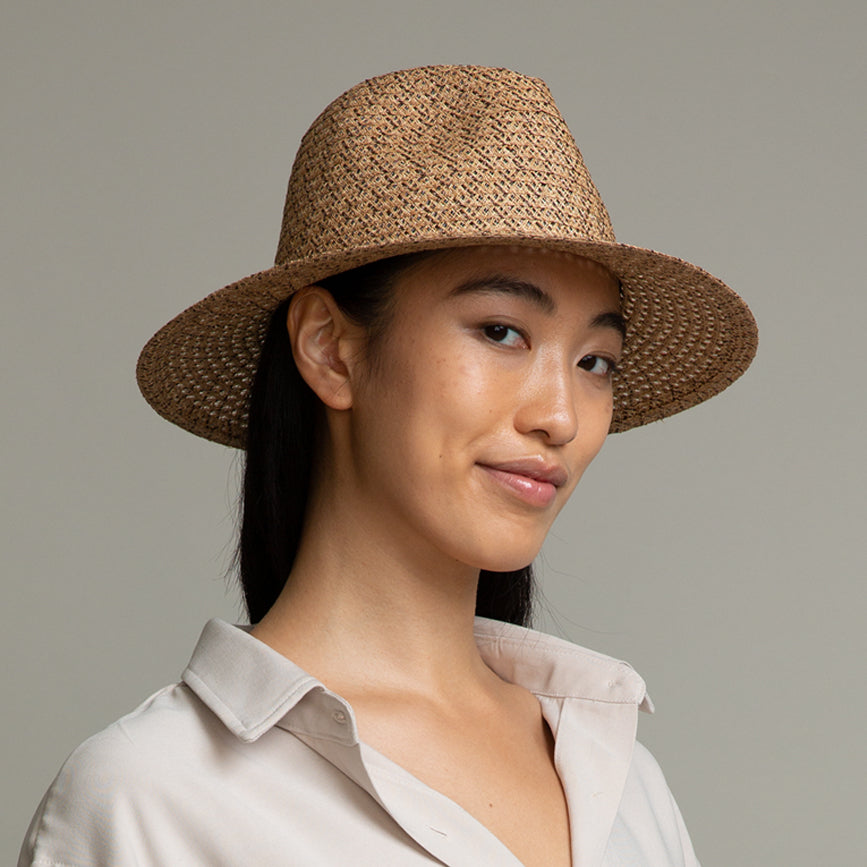 Courtney Toyo Packable Fedora Hat - Lightweight Travel Sun Hat for Women - Foldable Wide Brim Hat for Beach, Vacation & Outdoor Adventures