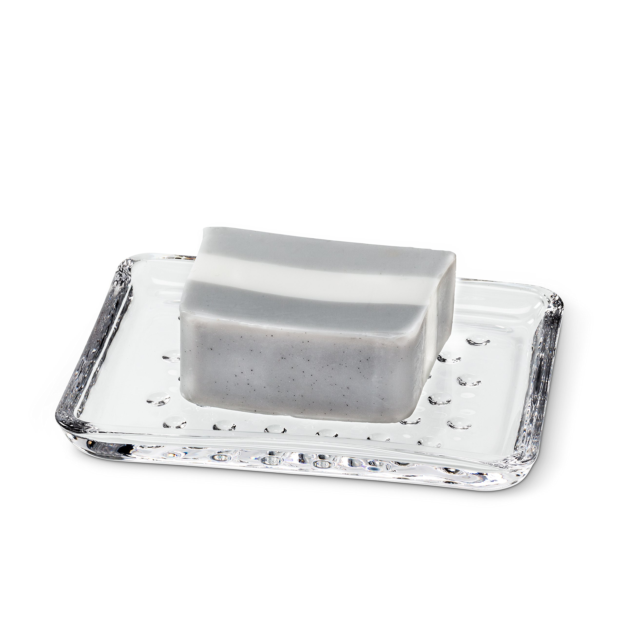 Abbott Collection Glass Soap Dish - 5 Inch Rectangle Bathroom Organizer for Sink, Countertop, and Shower - Modern & Minimalist Design