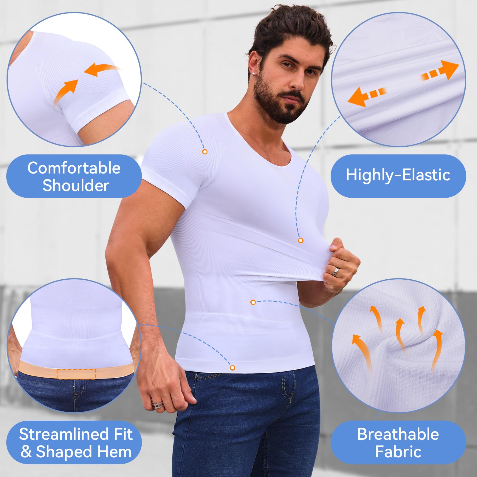 Men's Slimming Compression Shirt - Tummy Control & Gynecomastia Support for Workout