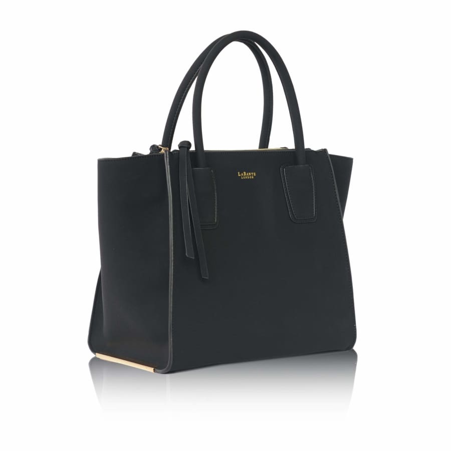 Stylish Vegan Leather Winged Tote Bag for Women - Black | Fashionable Work & Travel Handbag | Perfect for Office, Commute & Weekend Outings
