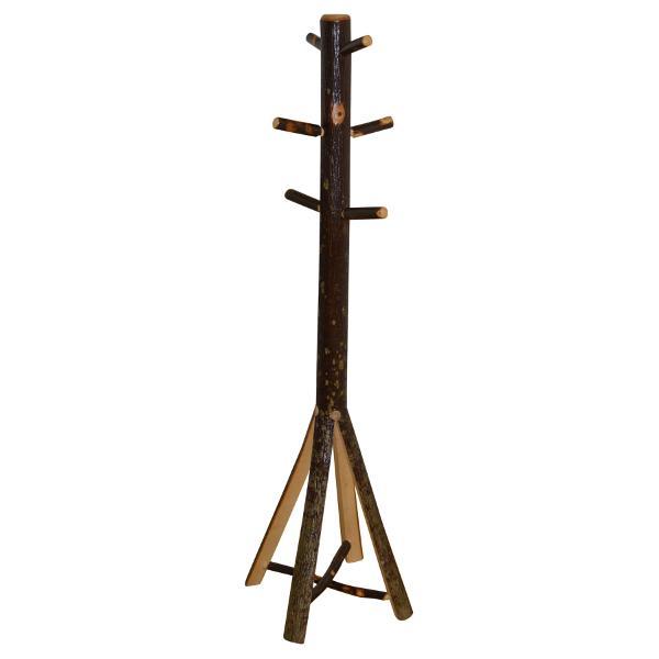 Rustic Hickory Split Base Coat Tree - Durable Wooden Coat Rack for Entryway, Hallway, or Bedroom Organization