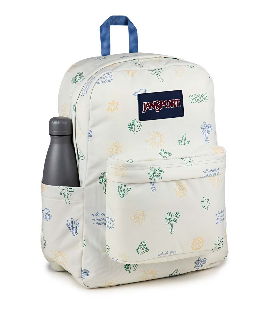 JanSport SuperBreak Plus Backpack - Lightweight Laptop Backpack for School & Travel, Durable Water-Resistant Design with Sunny Sketches Print | Perfect for College Students, Commuters & Outdoor Adventures