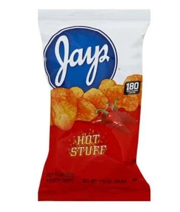 Jay's Hot Stuff Potato Chips - Chicago Style Spicy Snack (24 Pack, 1.25 Oz Bags) - Perfect for Parties, Game Nights & Office Snacking