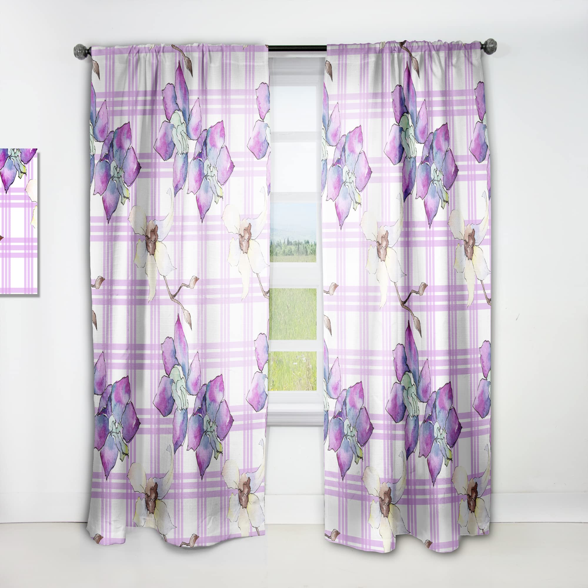 DesignQ Floral Botanical Retro VII Thermal Insulated Curtains - 52x120 Single Panel for Bedroom & Living Room - Perfect for Home Decor, Light Blocking & Energy Efficiency