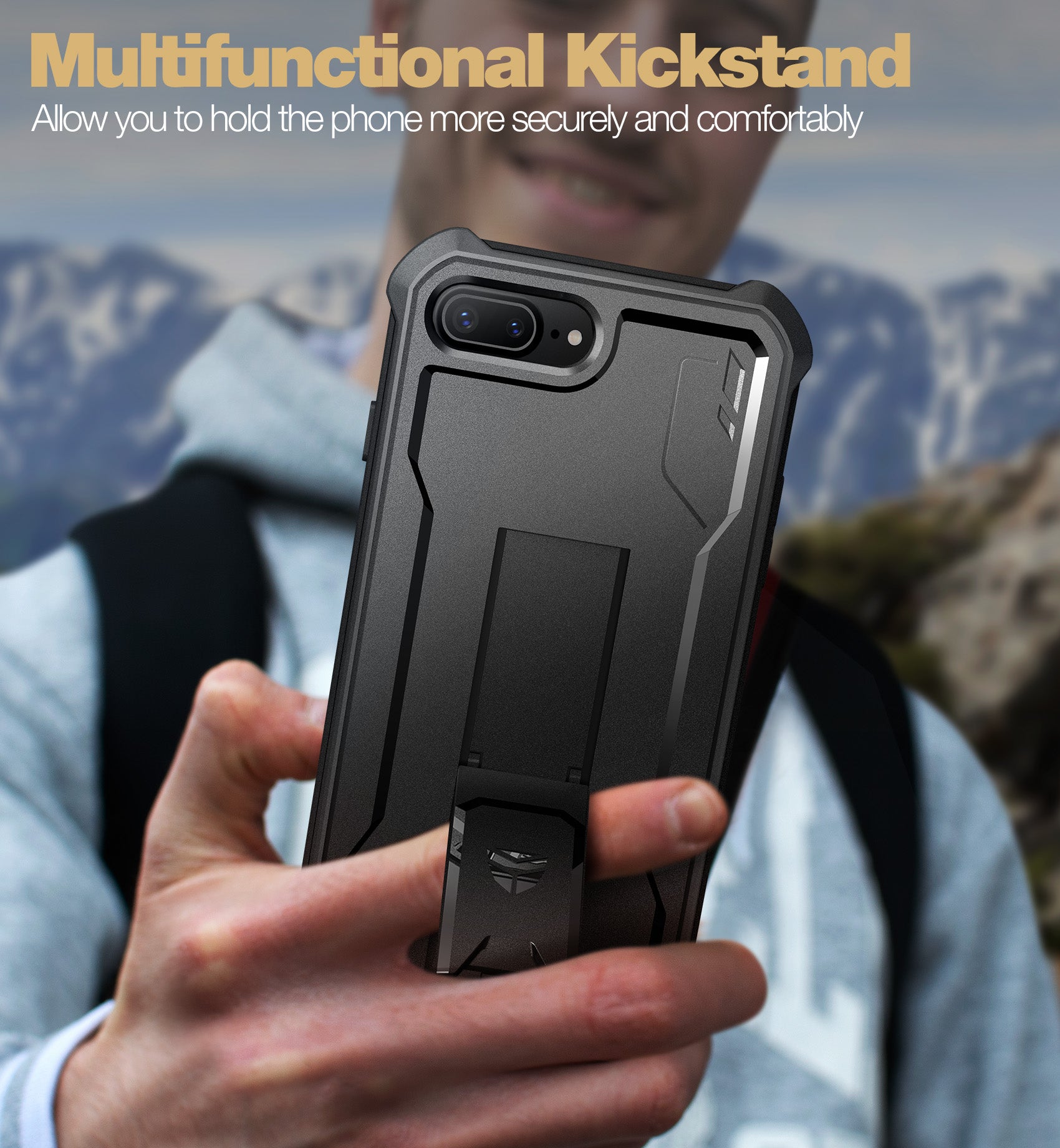 Dexnor Heavy Duty Shockproof Rugged Case for iPhone 8 Plus/7 Plus with Screen Protector, Full Body Bumper & Kickstand - Perfect for Outdoor Activities, Work & Travel Protection