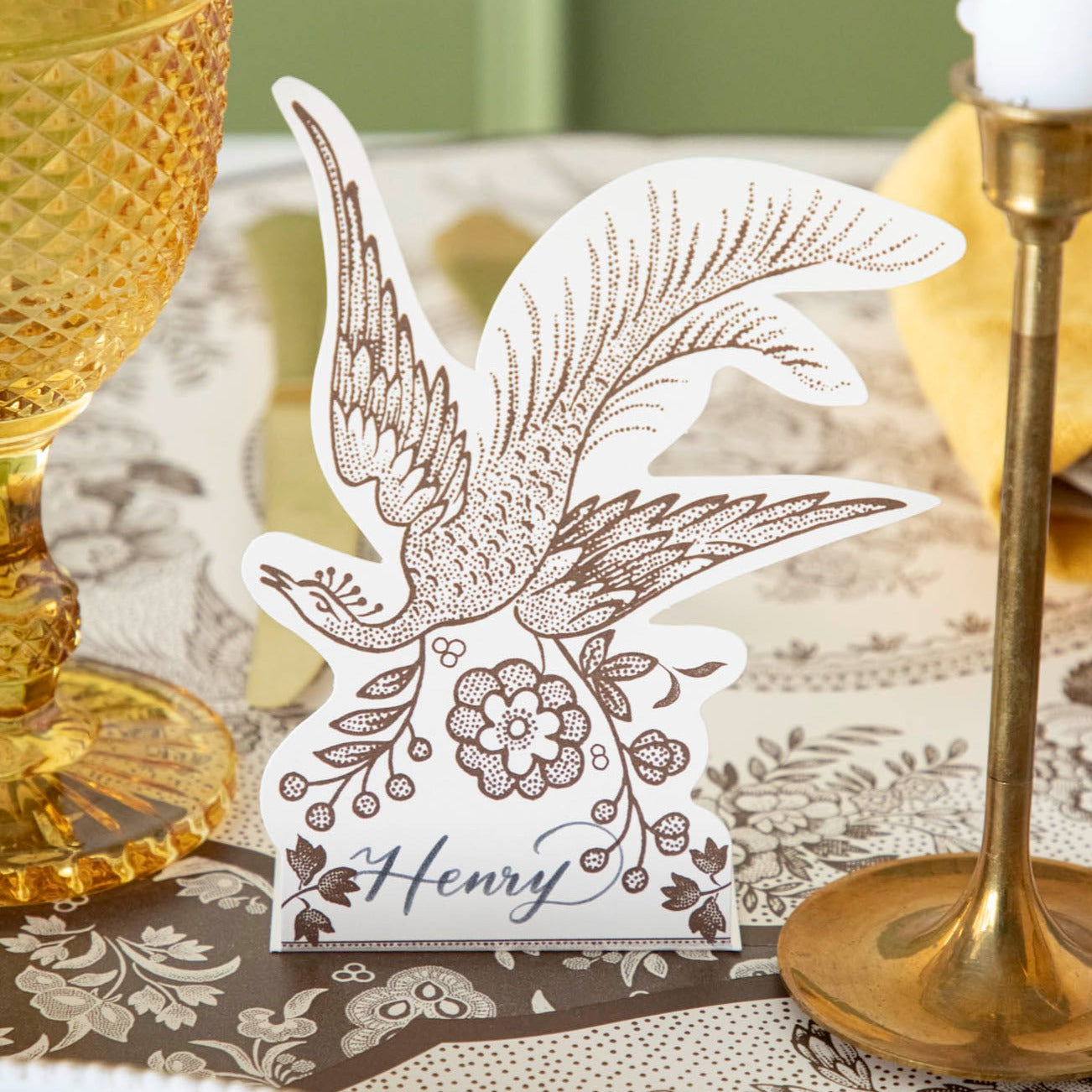 Elegant Brown Asiatic Pheasant Place Cards for Weddings, Parties & Events - Premium Name Card Holders for Table Settings