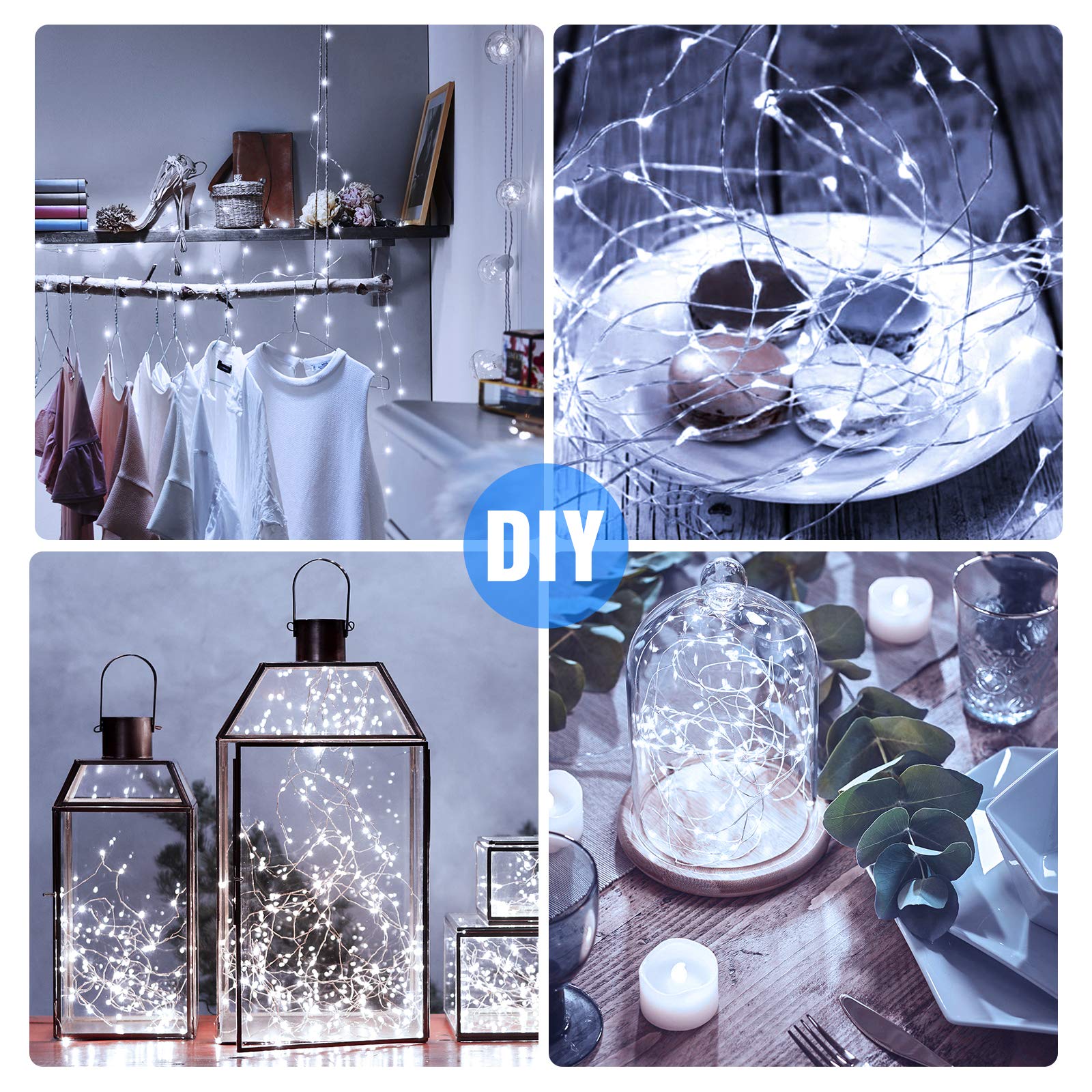 Onforu 16 Pack White Fairy Lights Battery Operated - 6.5ft 20 Mini LED String Lights, IP67 Waterproof Twinkle Lights for Wedding Centerpiece, Mason Jar Decor, Christmas Tree, Bedroom, Party & Outdoor Use