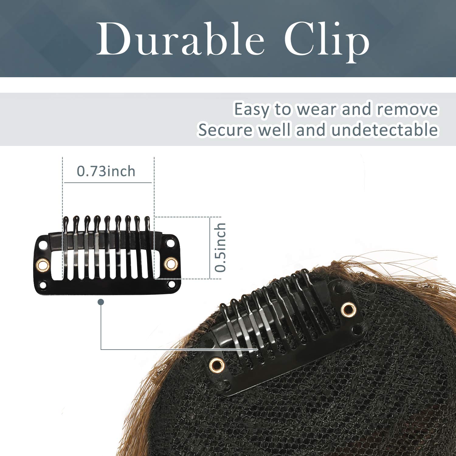 BARSDAR Clip-In Human Hair Bangs for Women - Ginger Blonde Thick Fringe Extensions with Temples (Dyeable Real Hair) - Perfect for Everyday Wear, Cosplay & Hair Styling