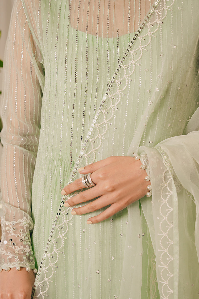 Elegant MINT BLOOM 2-Piece Outfit (Shirt & Dupatta) for Women | Traditional Indian Ethnic Wear | Perfect for Weddings, Festivals & Special Occasions