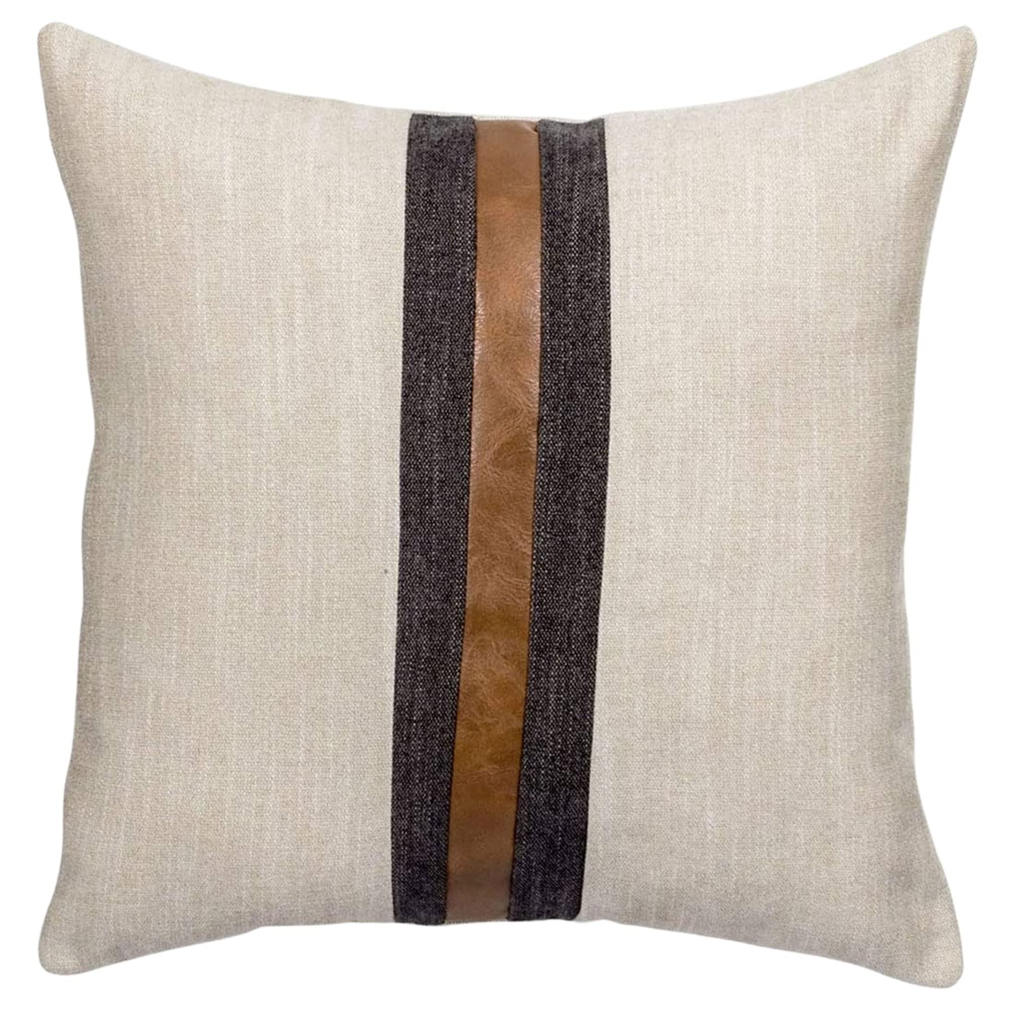 BOYSUM 12x12 Inch Farmhouse Decorative Throw Pillow Covers - Brown Faux Leather Accent Pillows for Outdoor, Couch, Sofa & Bed - Modern Home Decor (Beige) | Perfect for Living Room, Patio & Farmhouse Style Decorating