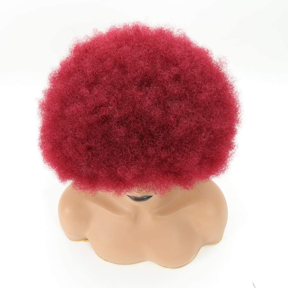 Wine Red Afro Wig for Black Women - Big, Bouncy & Soft Natural Looking Short Kinky Curly Synthetic Hair | Perfect for Cosplay, Halloween, Parties & Everyday Wear