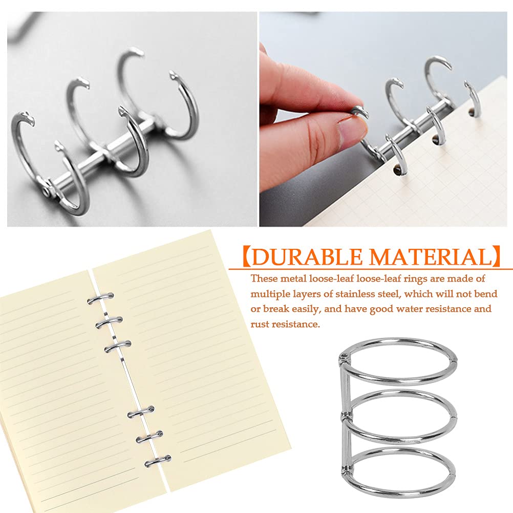 20Pcs 3 Ring Metal Loose Leaf Binder Rings - 20mm Inner Diameter Snap Split Hinged Book Rings for DIY Projects, Travel Diary, Photo Album, Notebook Binding - Perfect for Scrapbooking, School Supplies & Office Organization (Silver)