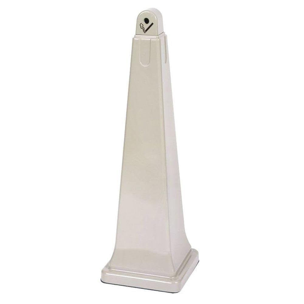 Rubbermaid Groundskeeper Cigarette Receptacle - Outdoor Ashtray for Patio, Park & Public Areas - Durable Beige Design (Model 38296)