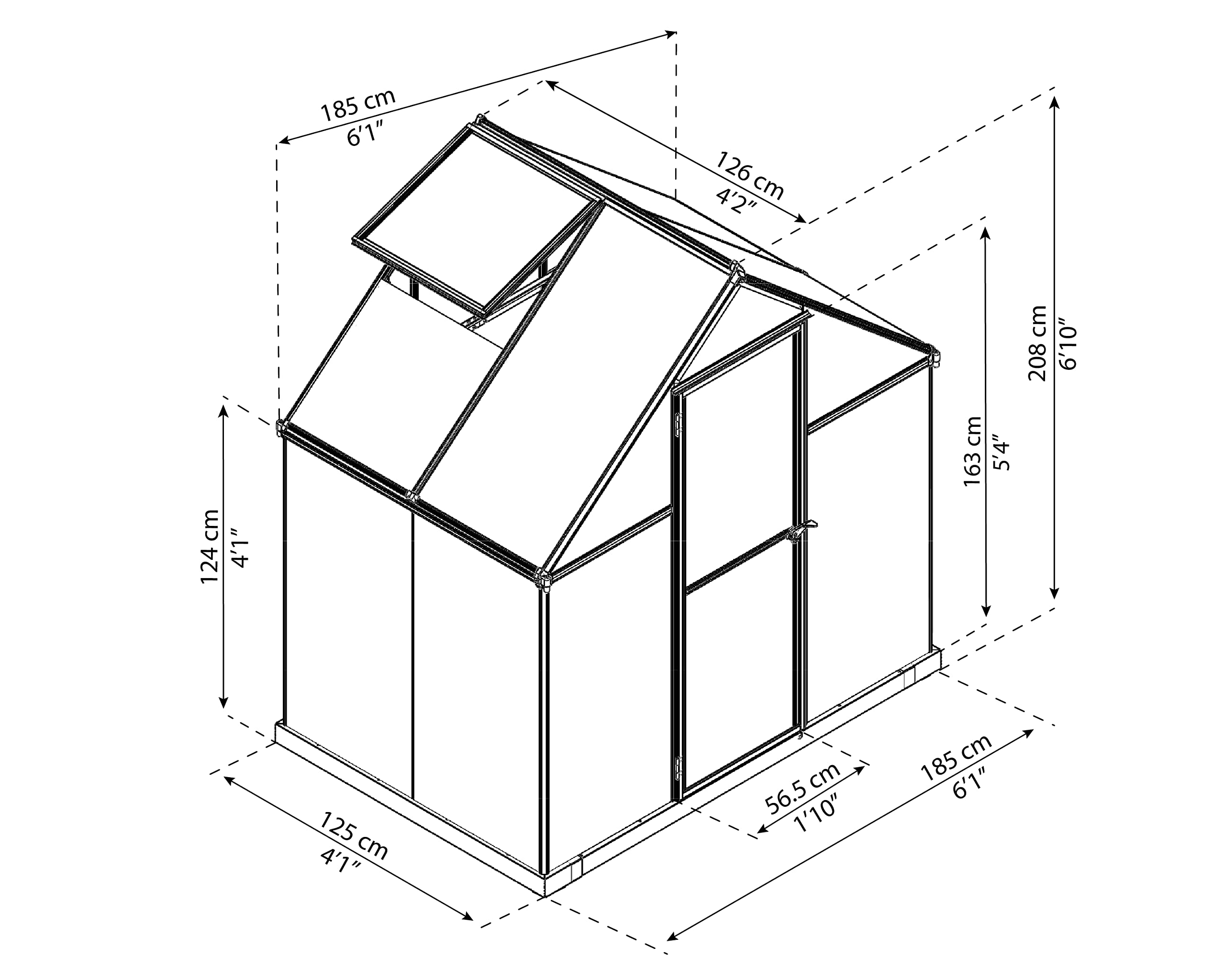 Canopia 6x4 Greenhouse Kit - Walk-In Hobby Greenhouse with Twin-Wall UV Polycarbonate Panels, Heavy Duty Aluminum Frame & Galvanized Steel Base - Lockable Door, Adjustable Roof Vent & Rain Gutters - Perfect for Gardening, Plant Growing & Backyard Use (Gray, Canopia Mythos Series)