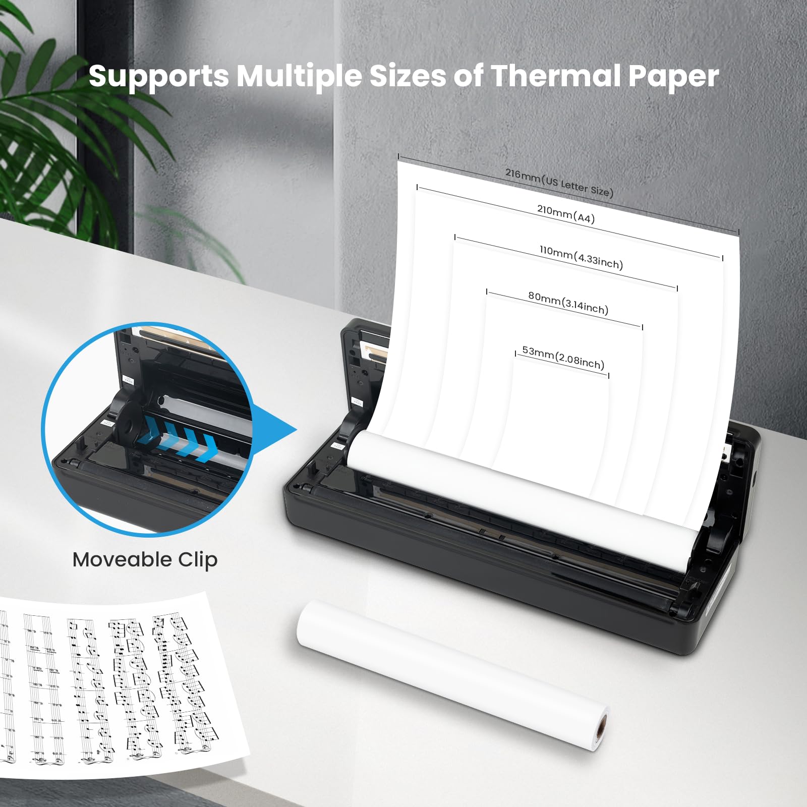 Vretti P83 Wireless Portable Thermal Printer - 304DPI Inkless Printer for iOS & Android, Instant Printing for Travel & Office, Supports 8.5