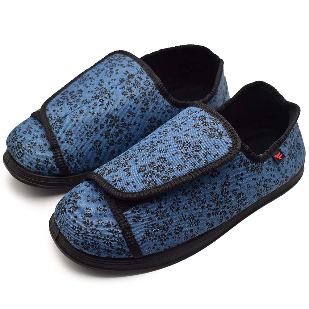 W&LESVAGO Women's Diabetic Slippers with Memory Foam - Extra Wide Adjustable Straps for Arthritis & Edema Relief - Comfortable House Shoes for Indoor Use, Elderly Care & Post-Surgery Recovery