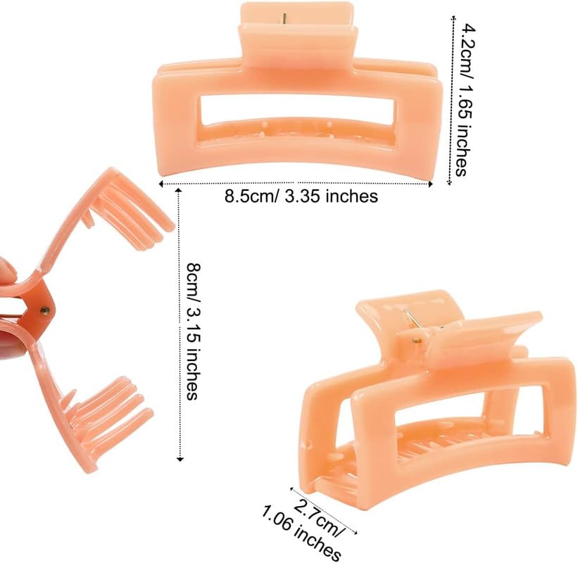 RECTYO GALLERY 3-Piece Rectangle Hair Claw Clips Set - Medium & Large Non-Slip Hair Clips for Women & Girls - Strong Hold Hair Accessories for Ponytails, Buns & Updos (Multicolor)