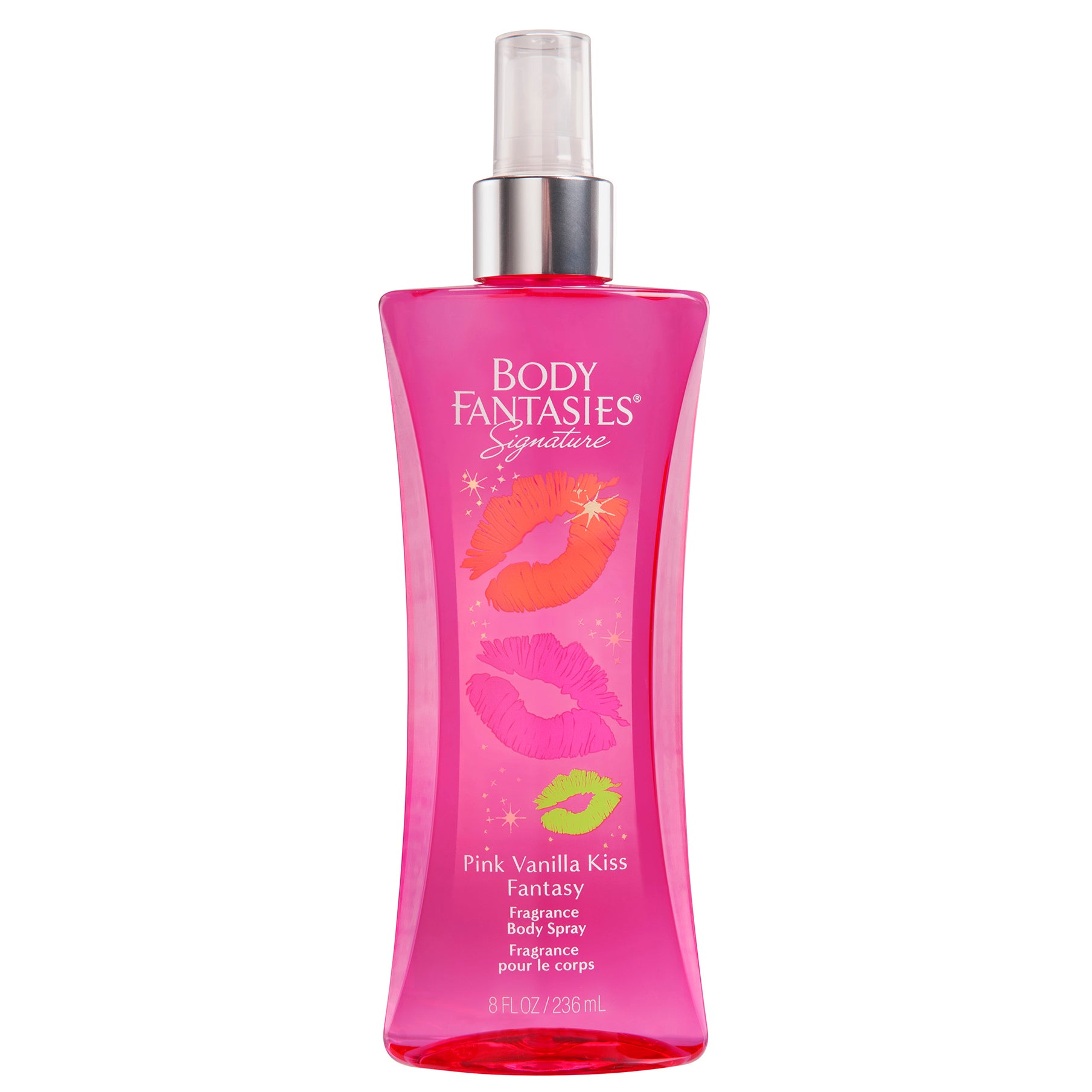 Body Fantasies Pink Vanilla Kiss Fantasy Fragrance Spray 8oz (236ml) - Sweet Floral Vanilla Perfume for Women, Long Lasting Body Mist for Date Night & Everyday Wear