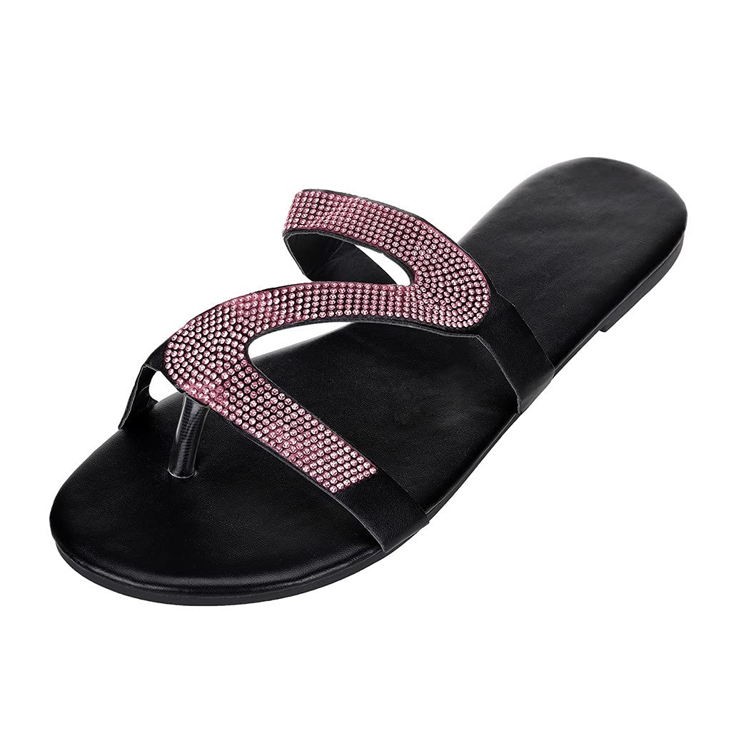 Women's Comfortable Wedge Sandals - Elegant Dressy & Casual Flat Slippers with Crystal Details for Plus Size | Perfect for Summer Outfits, Beach Vacations & Office Wear