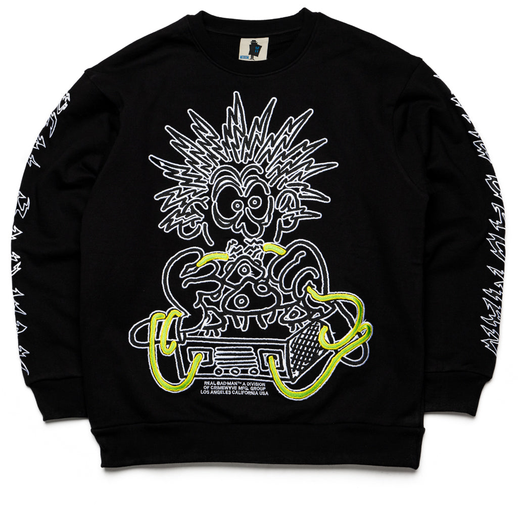 Real Bad Men's Electrified Fleece Crewneck Sweatshirt - Black | Warm & Stylish for Casual Wear & Outdoor Activities