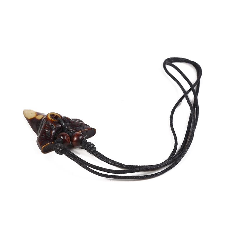 2Pcs Artificial Bone Carving Shark Tooth Pendant Necklace Set - Adjustable Leather Cord for Men, Surfer Jewelry - Perfect for Beach Parties, Summer Fashion & Prehistoric Style Accessories
