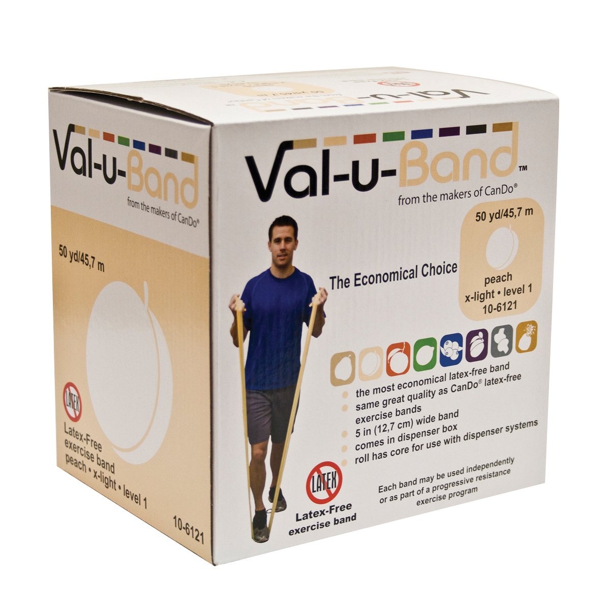 Val-U-Band Latex Free Resistance Exercise Band - Peach Color for Home Workouts, Physical Therapy & Fitness Training