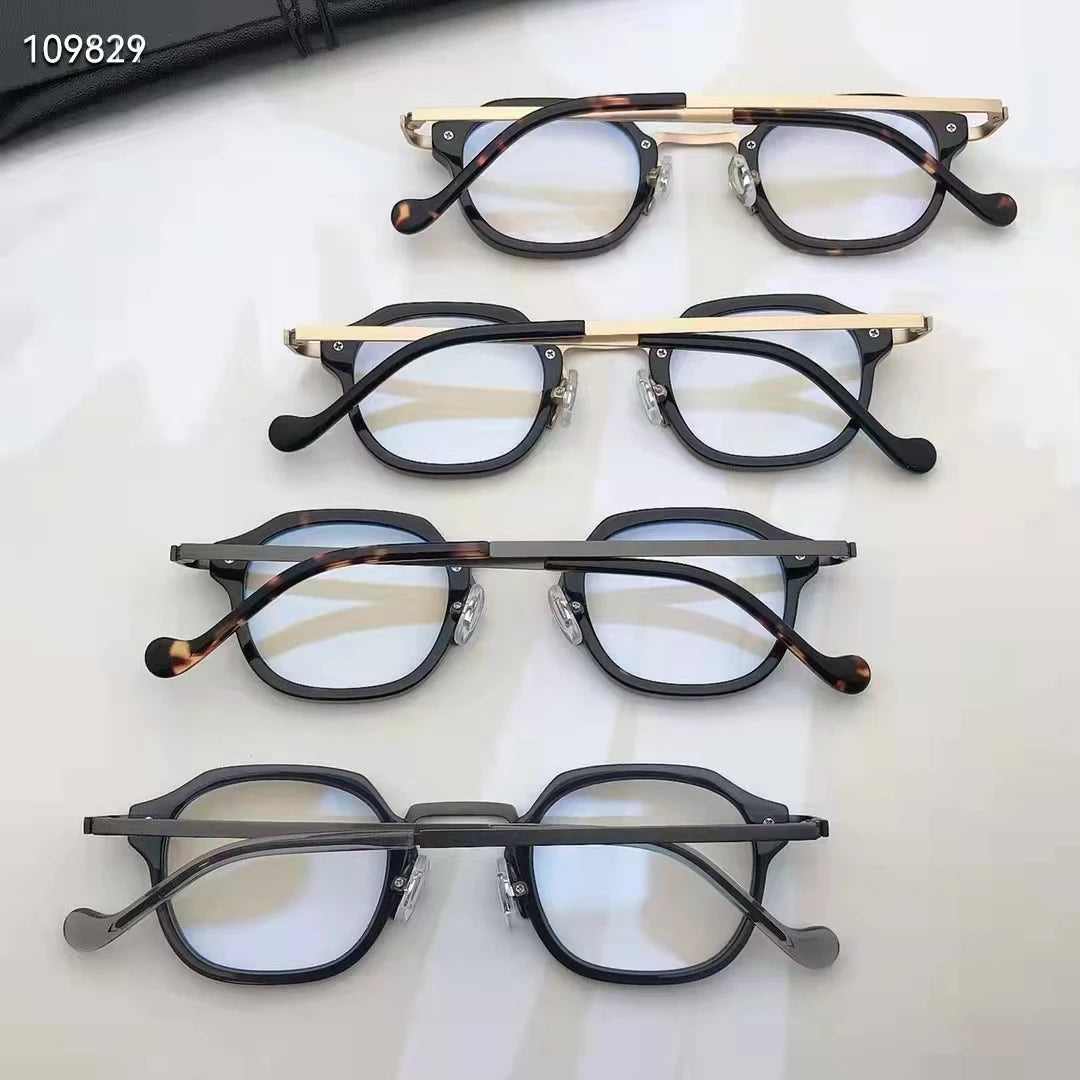 Stylish Unisex Full Rim Polygon Titanium Acetate Eyeglasses Frame 5502 - Lightweight & Durable for Work, Reading, and Everyday Fashion