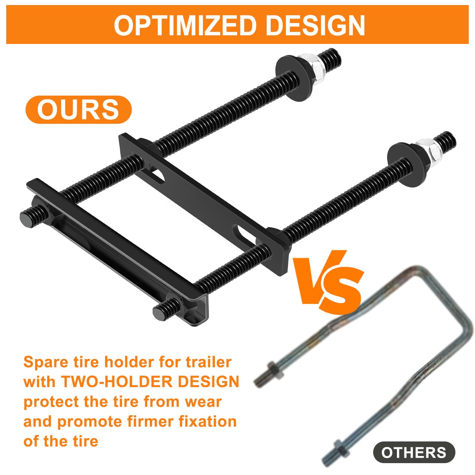 Universal Trailer Spare Tire Mount - Black Wheel Bracket for Utility Trailers & Boats - Heavy Duty Towing Accessory